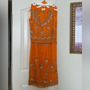Brand new mango color sequenced Indian lehenga  size S